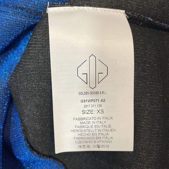 GOLDEN GOOSE Neon Blue Diana Lurex Neoprene Top Size XS Mock Neck Sweatshirt - Picture 7 of 11